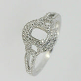 Sterling Silver Semi Mount Ring Setting Oval OV 7x5mm Double Halo White Topaz - Syzjewelry